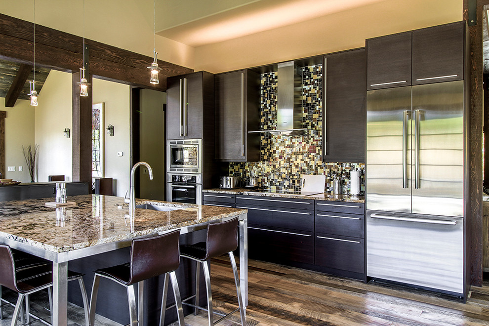 Mountain style home design photo in Denver