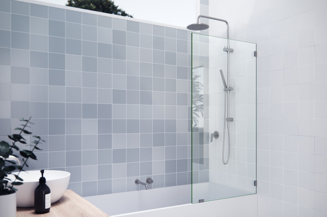 58.25"x31.5" Frameless Shower Bath Fixed Panel, Brushed Nickel