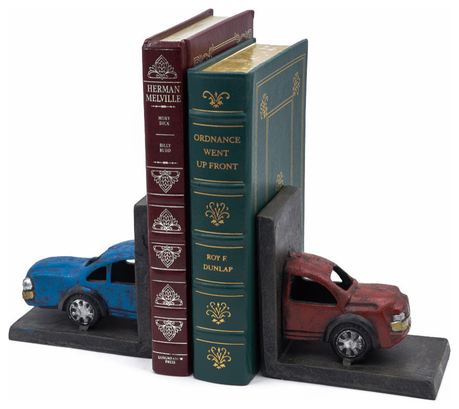 Classic Car Automobile Bookends Metal Cast Iron Pair - Rustic