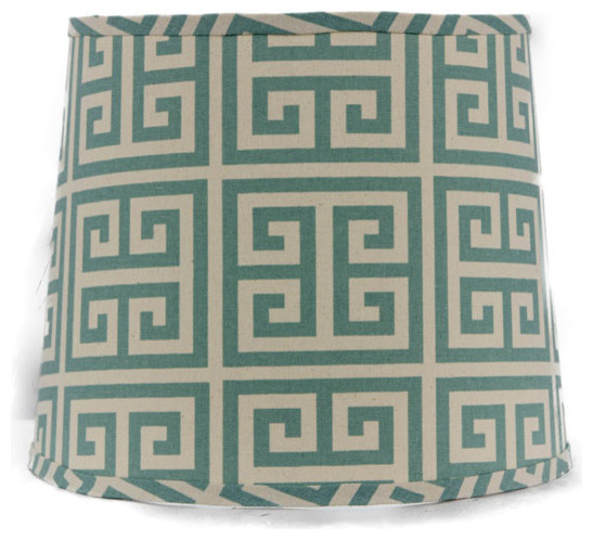 Greek Key Lampshade Mediterranean Lamp Shades By West Highland Greek Key Lampshade Teal And Off White 6 Empire Flare With Candle