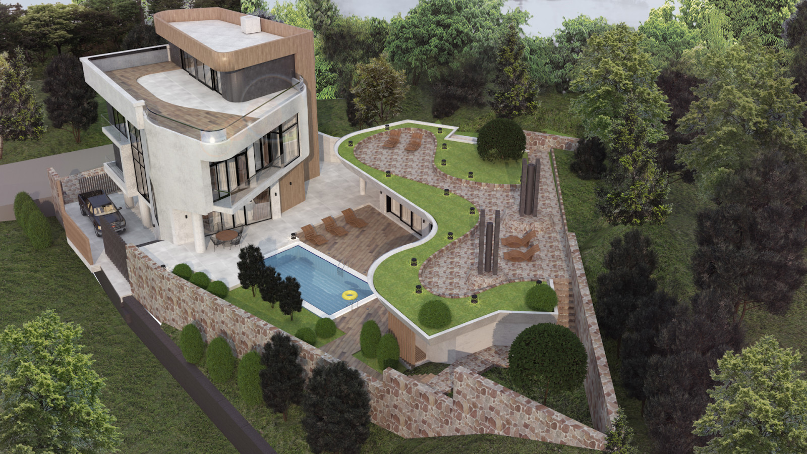 Вилла в Дюрсо, вид сверху