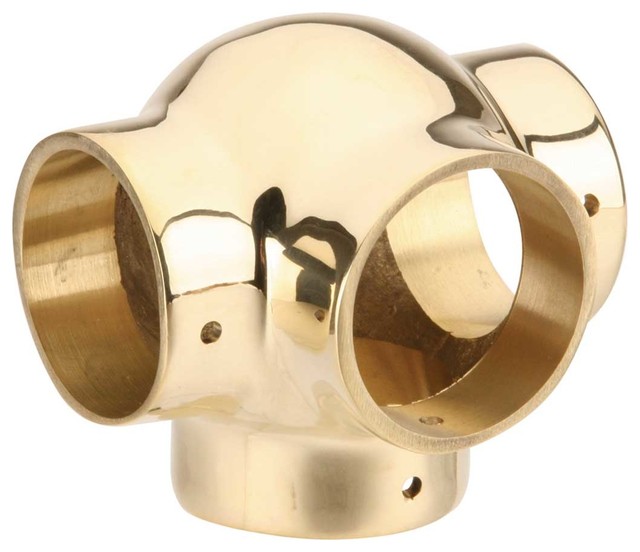 Tubing Connectors Polished Brass Ball Side Outlet Fit 1.5"