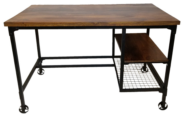 Industrial Design Office Computer Desk With Two Side Shelves