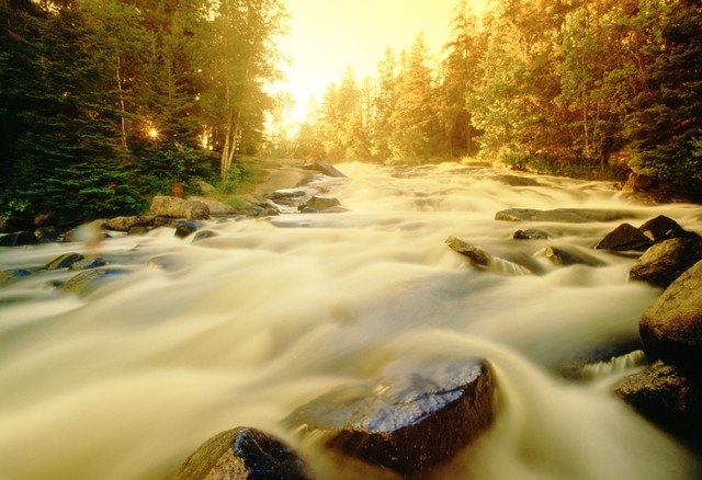 Flowing Water In Rushing River Provincial Park Near Kenora Ontario Print -  Rustic - Prints And Posters - by Posterazzi