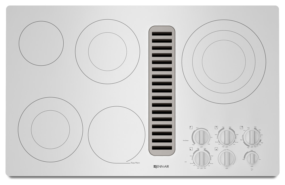 Jenn-Air 36" Electric Radiant Downdraft Cooktop, Frost White | JED3536WF