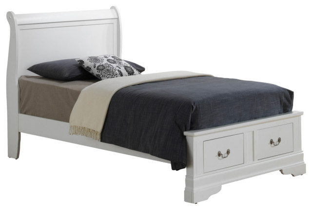 Louis Philippe 47-inch Twin Sleigh Panel Bed White