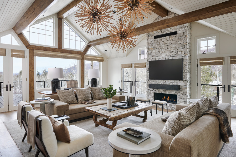 Family room - rustic family room idea in Denver