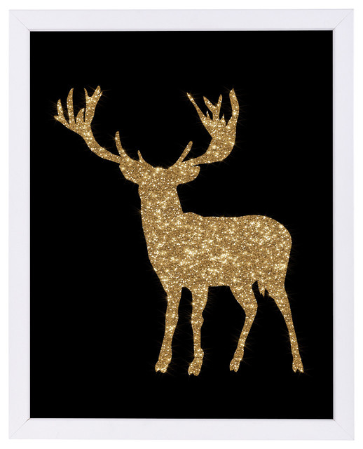 Gold Glitter Deer Modern Prints And Posters by Americanflat Houzz