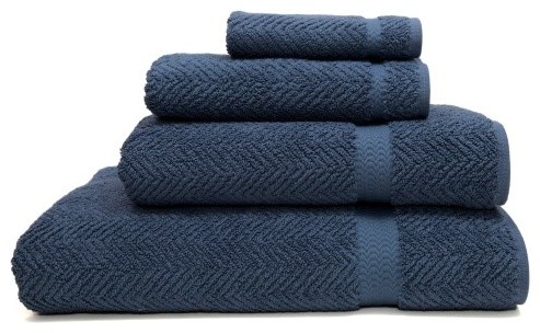 Herringbone 4 Piece Towel Set, Midnight Blue