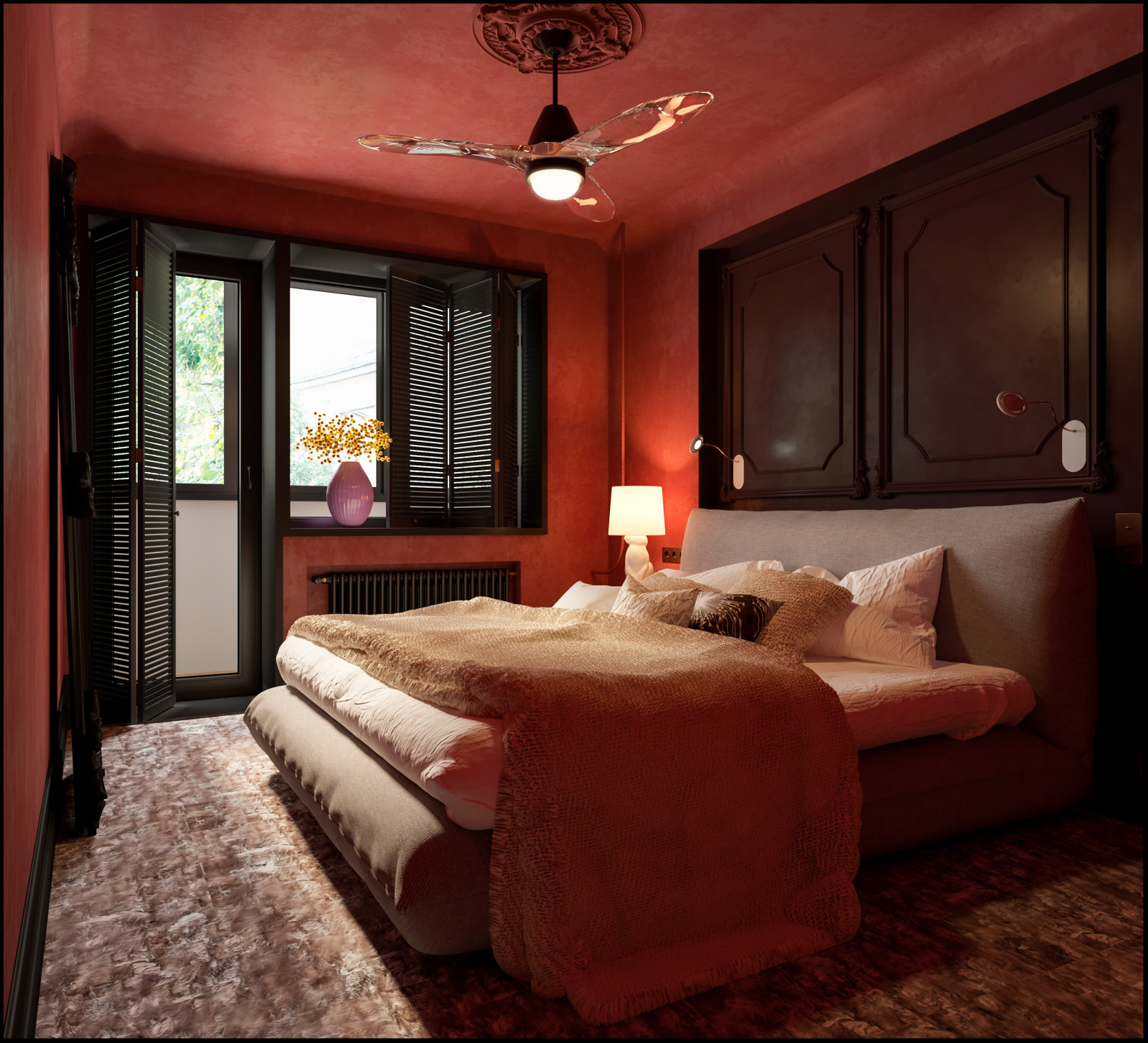 Эклектичный проект квартиры с огромной гардеробной с окном