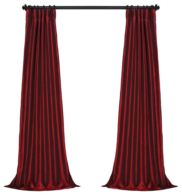 Ruby Vintage Textured Fauxdupioni Silk Curtain Single Panel