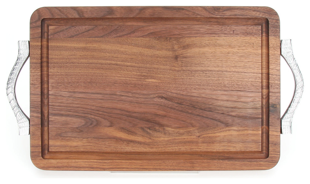 BigWood Boards Rectangular Cutting Board with Rope Handles, Walnut, 10.5" x 16"