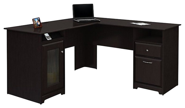Bush Furniture Cabot L Shaped Computer Desk In Espresso Oak