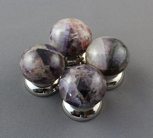 Amethyst Mushroom Design Knob with, Polished Nickel Finish Mushroom Rose