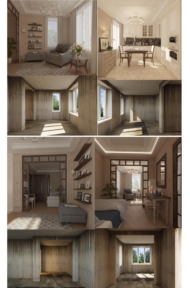 Концепция и проект квартиры-студии. Метраж-25 м.кв.Стиль-неоклассика. Рассчитан