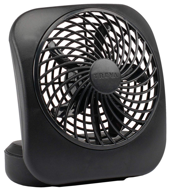 O2-Cool FD05004BLK Battery Operated Portable Fan, 2-Speed, Black, 5"