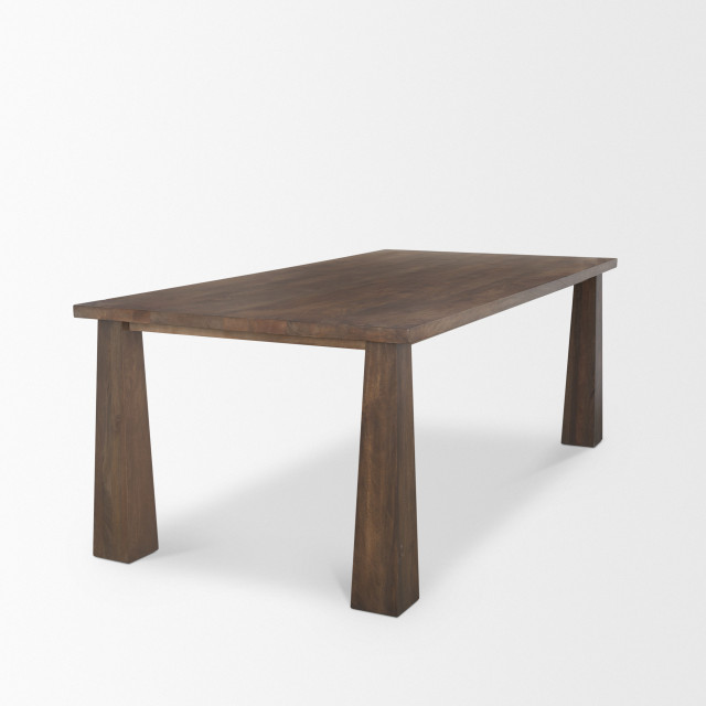 Wolcott Rectangular Dark Brown Solid Wood Dining Table - Transitional ...