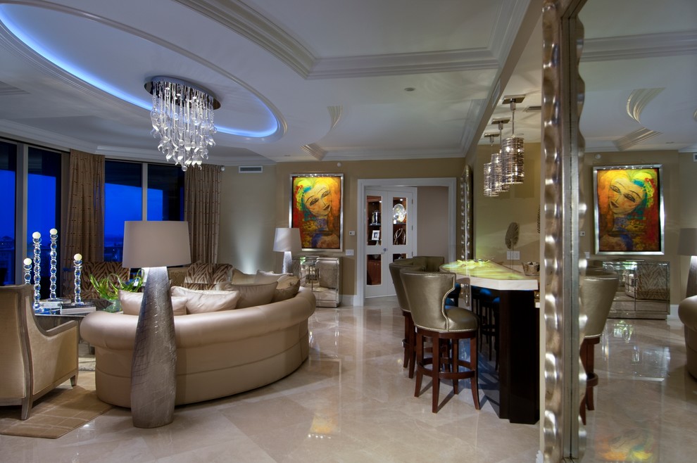 Design ideas for a contemporary family room in Miami.