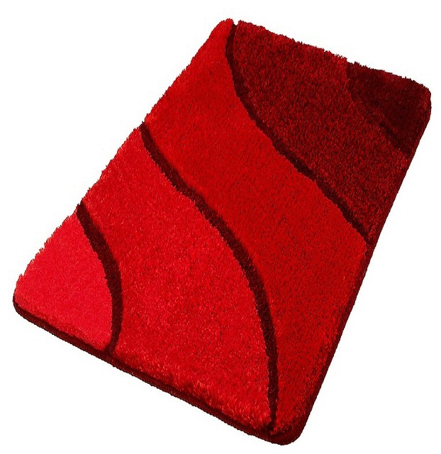 Plush Washable Red Bathroom Rugs, Contemporary Bath Rugs