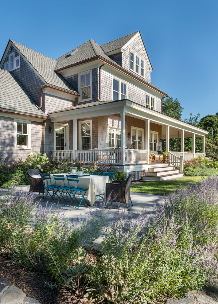 Patio - coastal patio idea in Providence