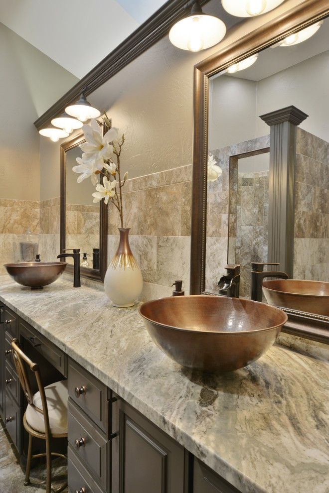 Brown Fantasy Granite Master Bath Chicago by Tithof Tile and Marble Inc.
