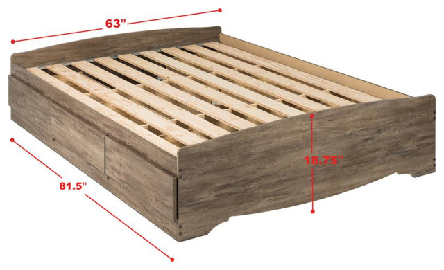 Queen Mate's Platform Storage Bed with 6 Drawers, Drifted Gray ...