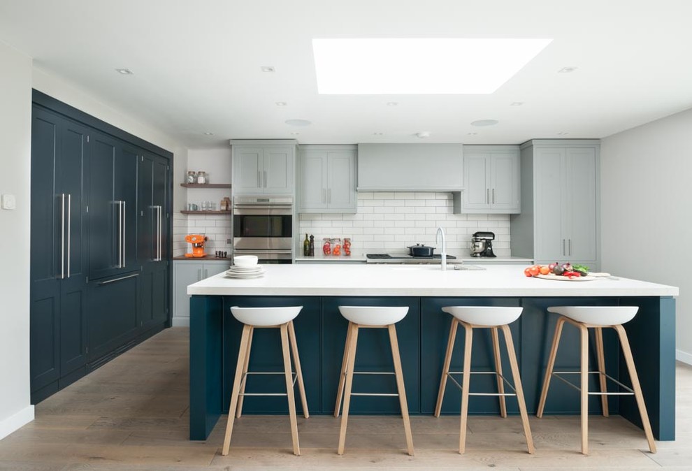 Design ideas for a large contemporary kitchen in Kent.