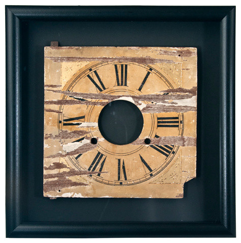 Framed Vintage Wood Clock Face 1