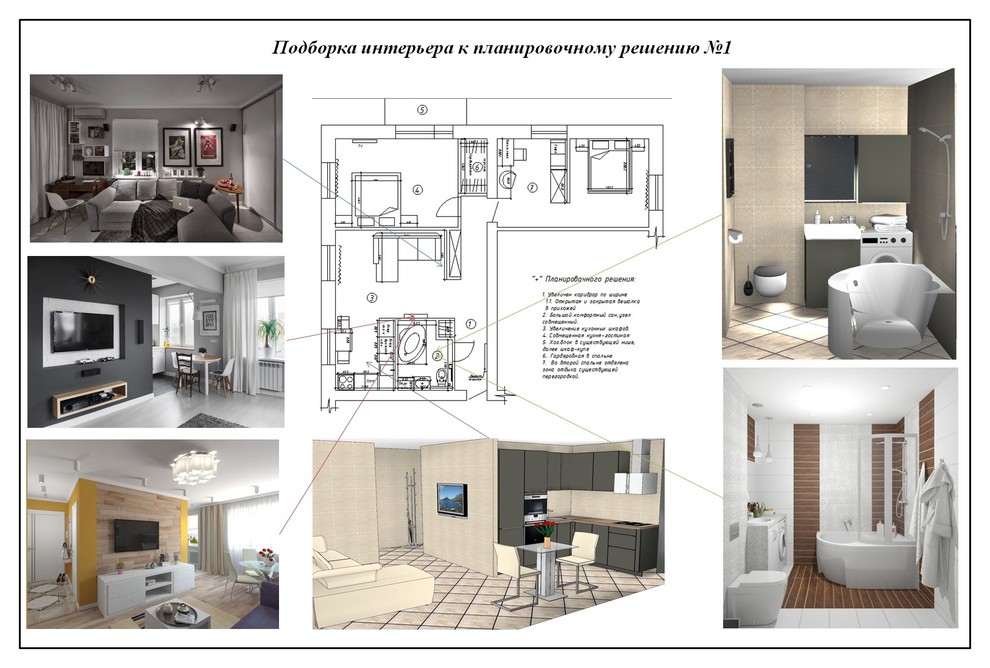 Планировочные решения интерьера трехкомнатной квартиры
