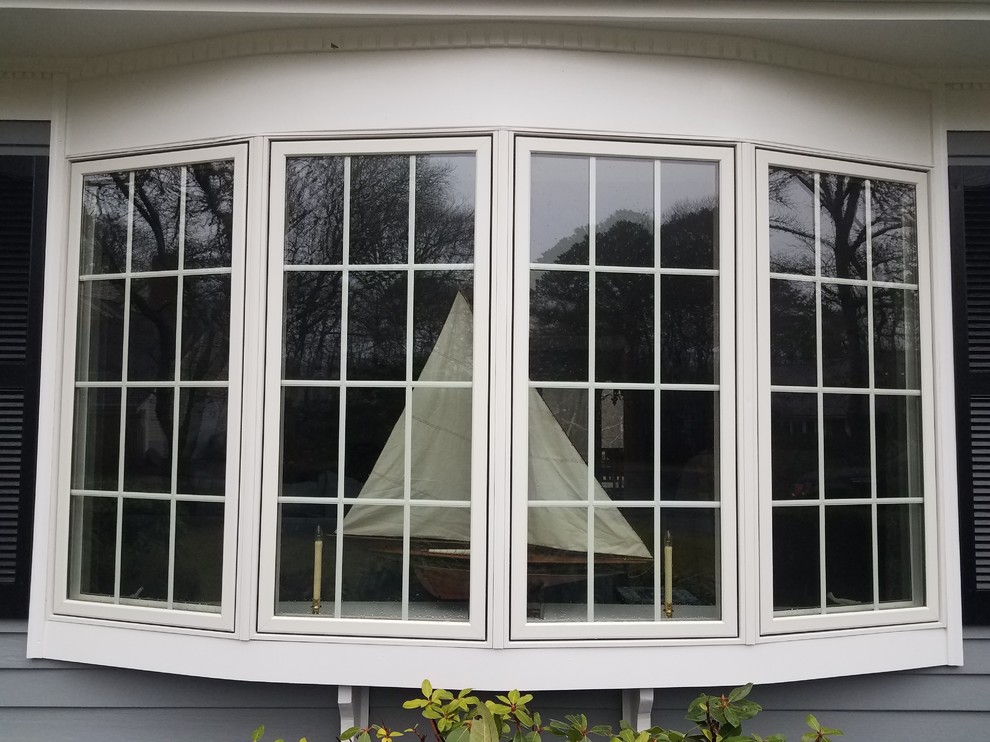 Replace a large curved Bow window. customized pvc trim.