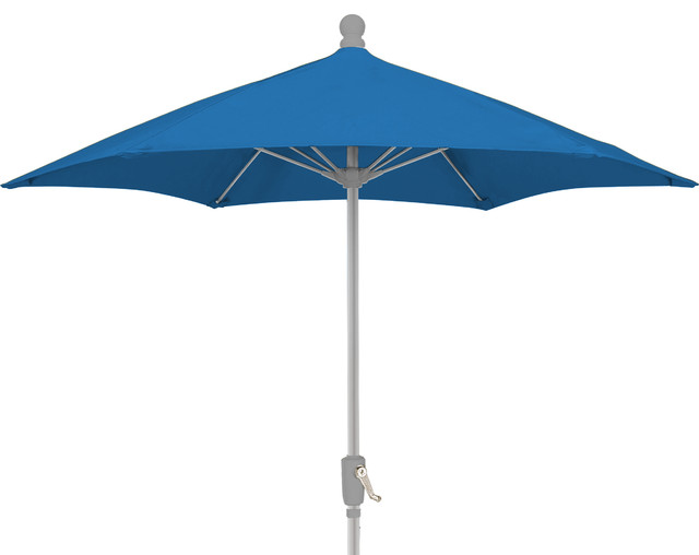 7.5' Hex Terrace Umbrella 6 Rib Bright Aluminum, Pacific Blue Acrylic