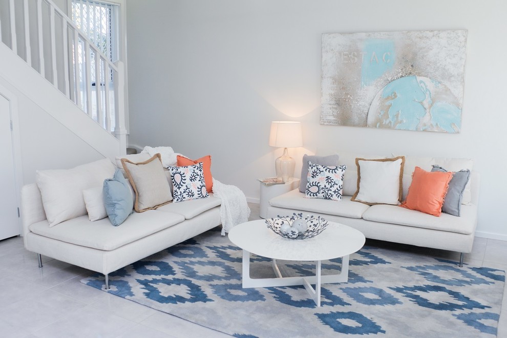 Inspiration for a transitional formal living room in Newcastle - Maitland with white walls.
