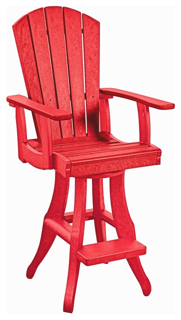 C.R. Plastics Swivel Arm Pub Chair In Red