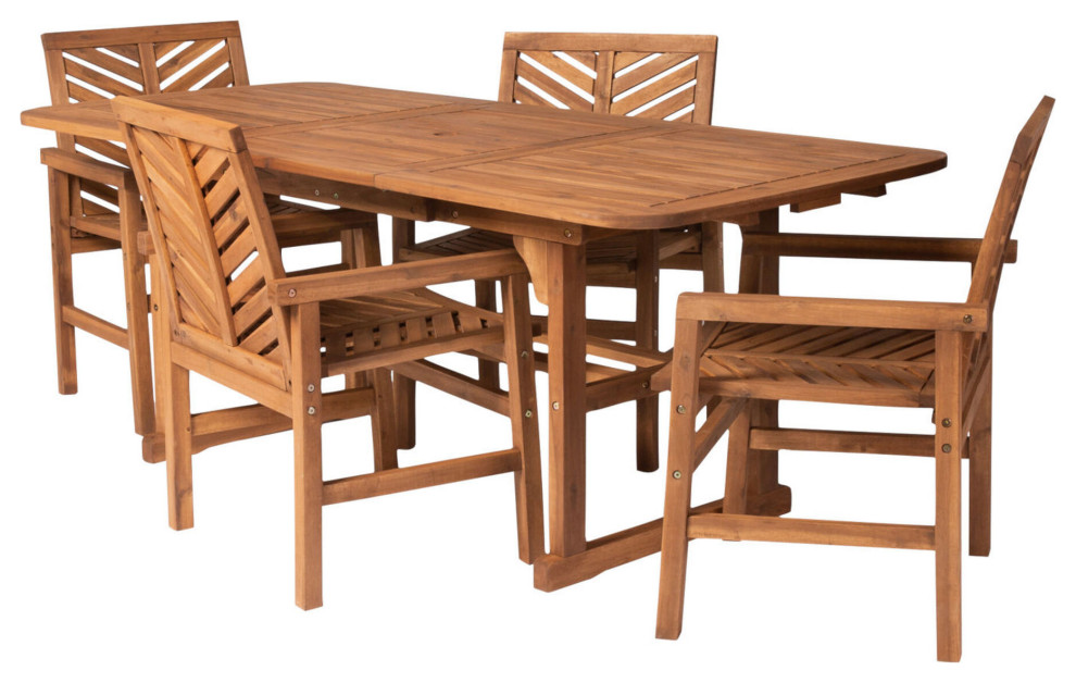 3Piece Extendable Outdoor Patio Dining Set Brown Contemporary