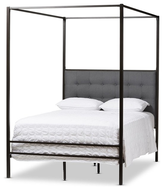 Baxton Studio Eleanor Queen Poster Canopy Bed In Black Industrial Canopy Beds By Hedgeapple Houzz