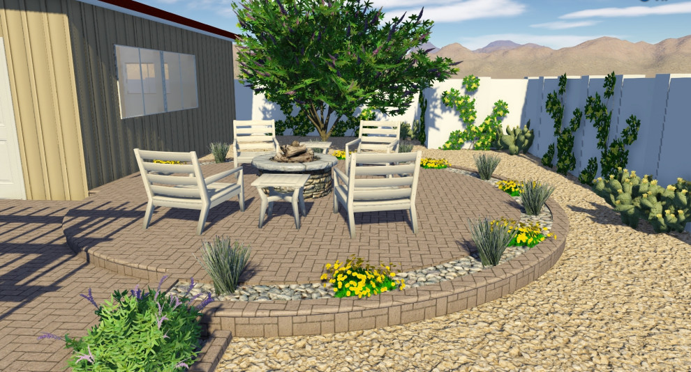 Immagine di un giardino desertico chic esposto in pieno sole di medie dimensioni e dietro casa in primavera con pavimentazioni in cemento