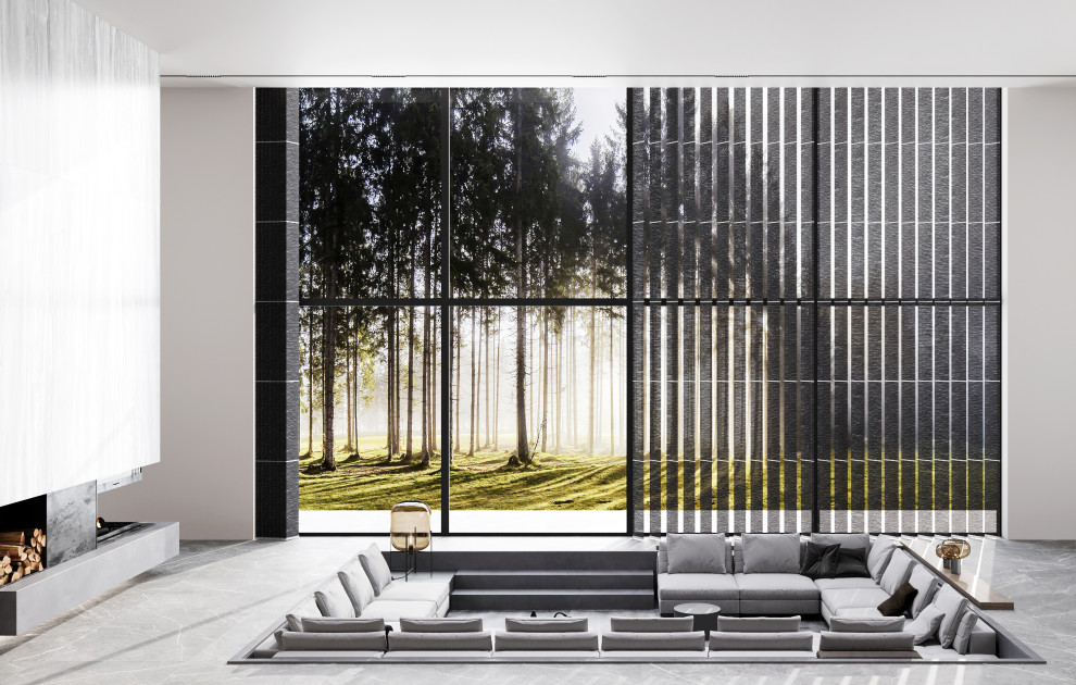 Зона отдыха с кинотеатром и камином