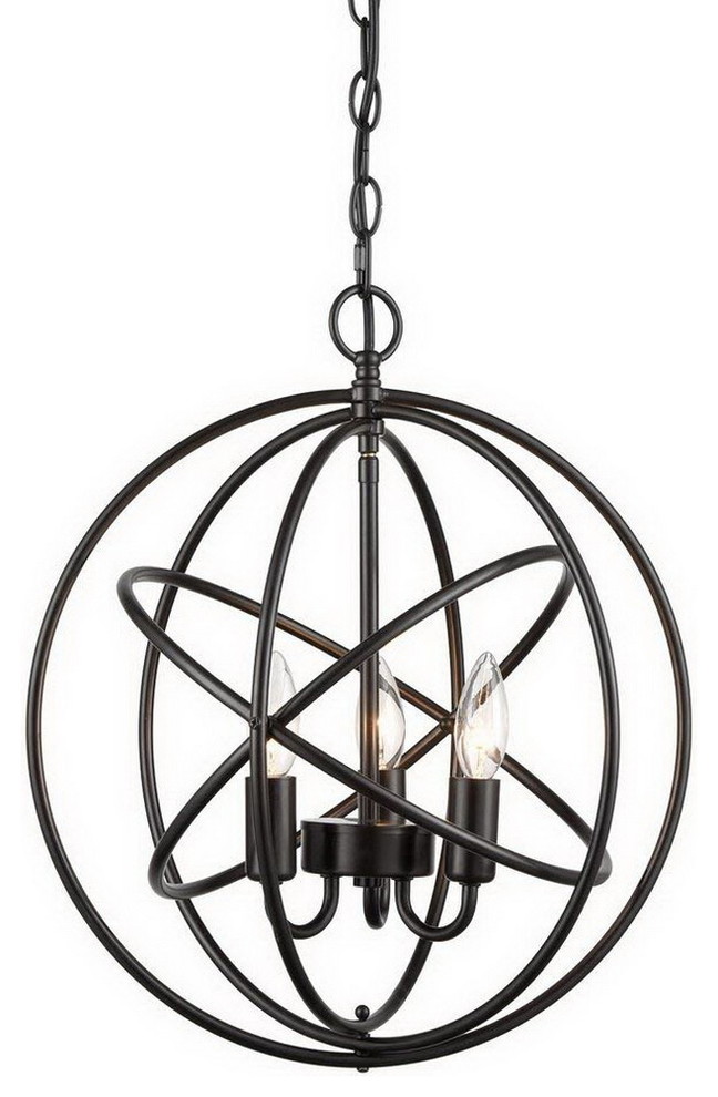 Oil Rubbed Bronze 4 Lights Ball Cage Chandelier, 3-Light