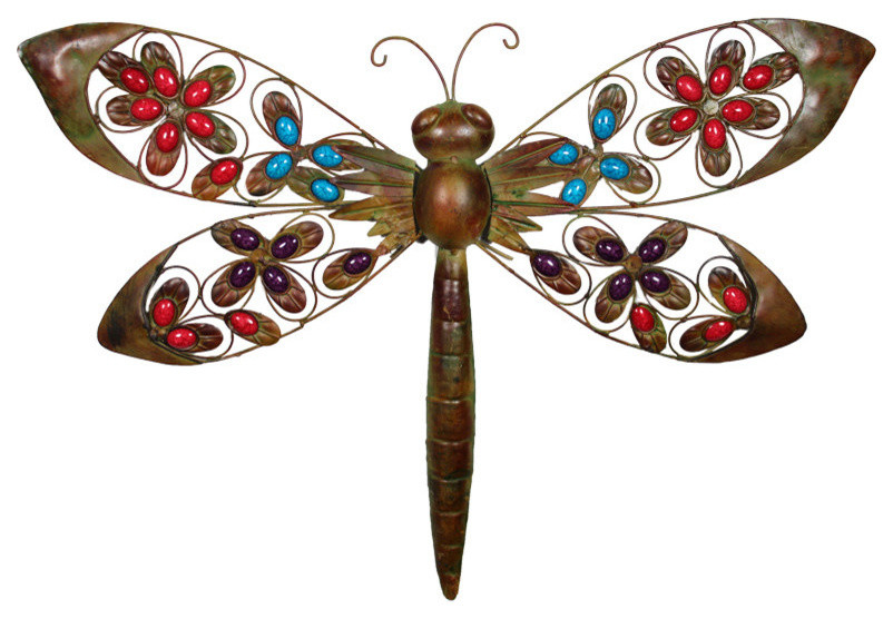 Beautiful Metal Dragonfly Decor With Stones Beautiful Metal Dragonfly Decor With Stones