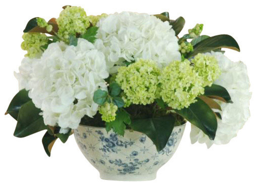 Hydrangea, Toile Bowl Flower Arrangement