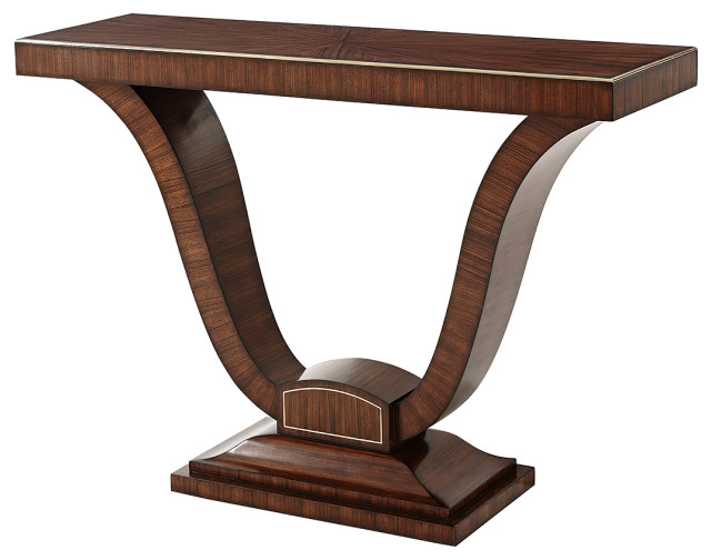 Art Deco Rosewood and Brass Console Table
