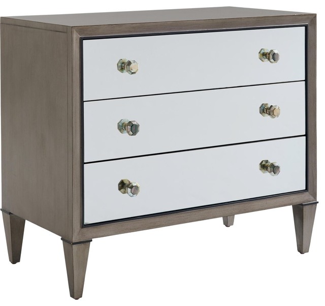 Divonne Mirrored Nightstand Transitional Nightstands And