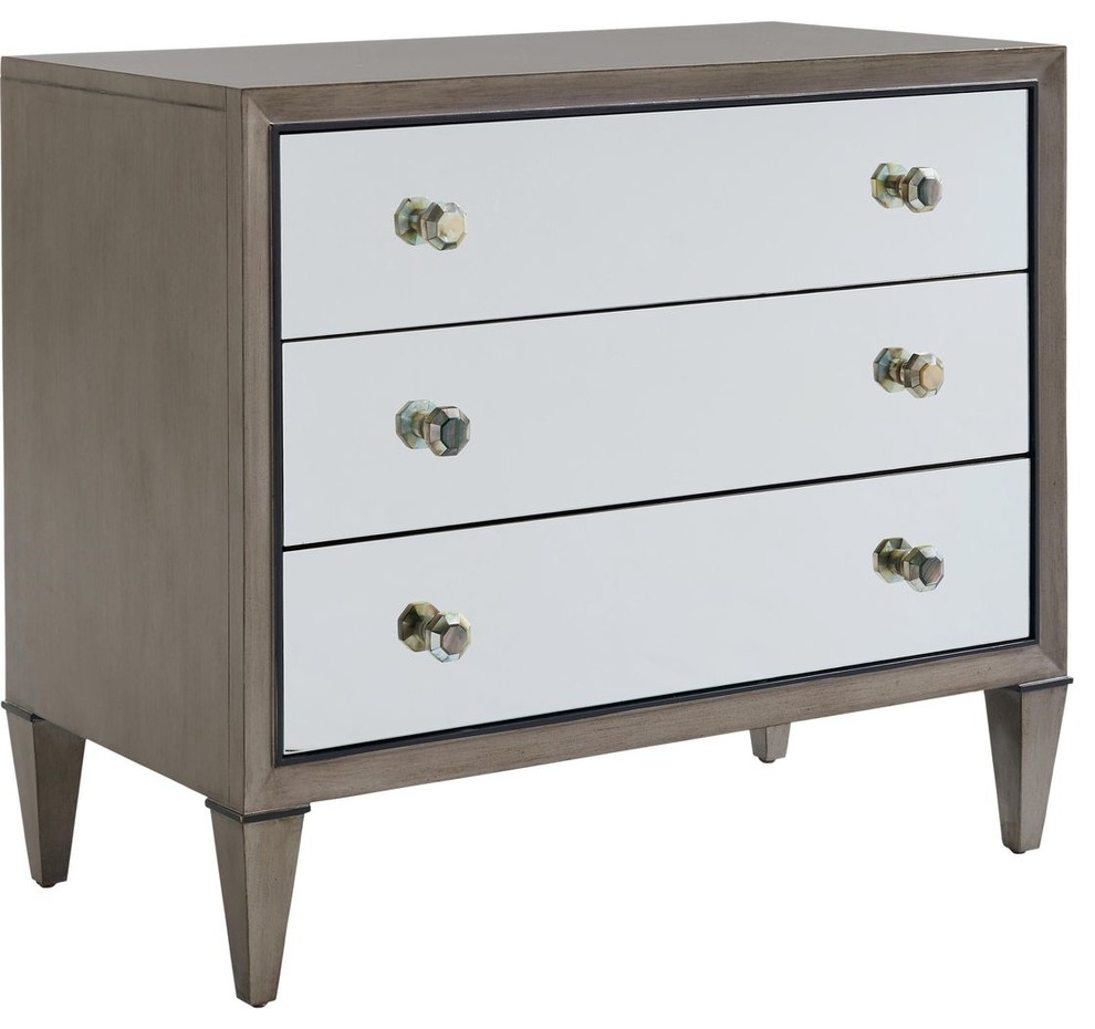 Divonne Mirrored Nightstand Transitional Nightstands And
