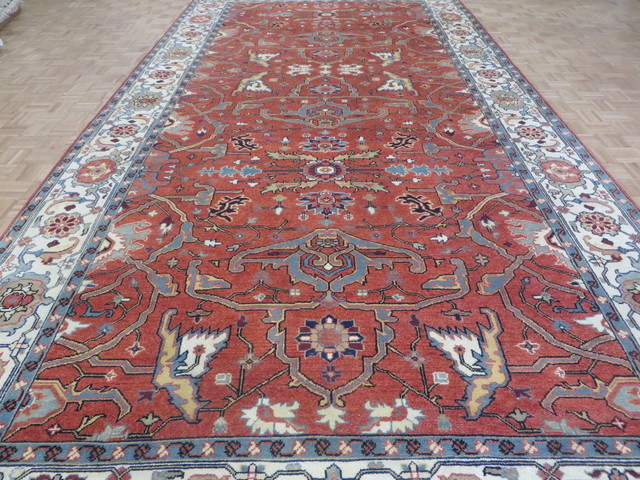 9 X 17 11 Handmade Brick Red Serapi Heriz Oriental Rug Brick Red Serapi Heriz Oriental Rug
