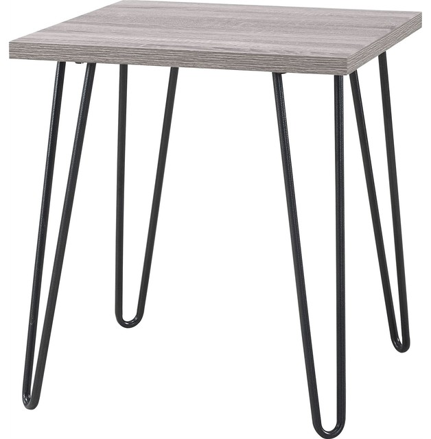 Modern Classic Vintage Style End Table With Wood Top And Metal Legs