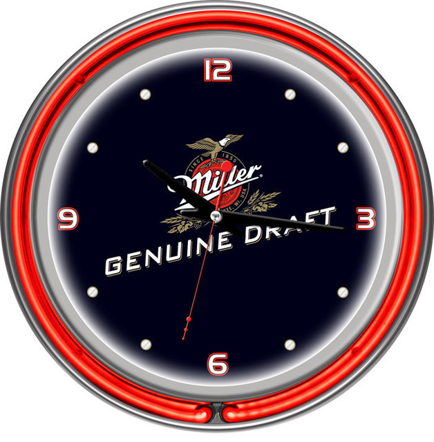 Miller Genuine Draft Neon Wall Clock Contemporary Wall Clocks by