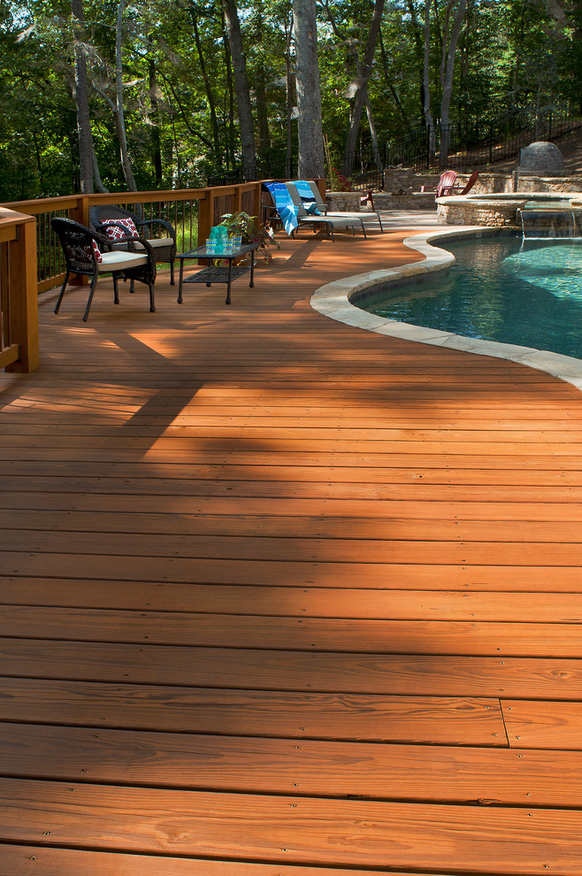Transitional backyard deck photo in Atlanta