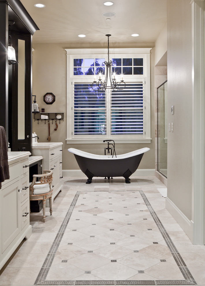 Inspiration for a timeless claw-foot bathtub remodel in Seattle