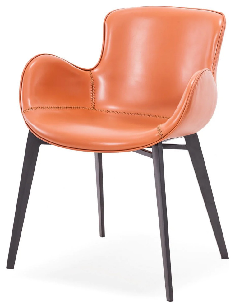 Mattie Modern Cognac Eco-Leather Dining Chair, Set of 2 - Midcentury ...