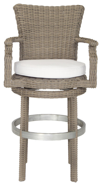 Palisades Outdoor Swivel Bar Stool With, Resin Wicker Outdoor Bar Stools